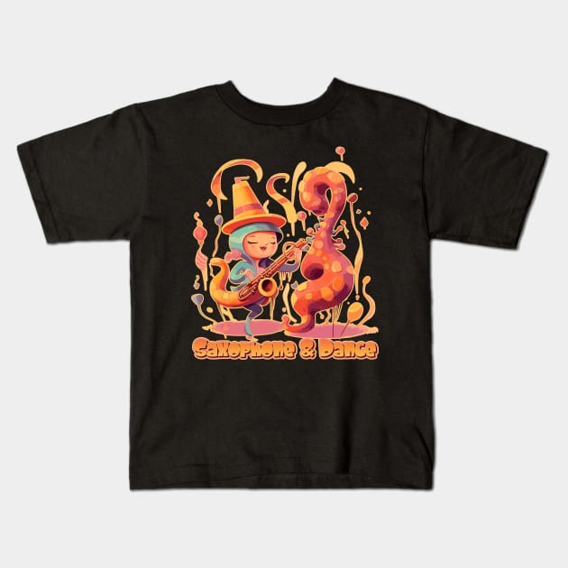 Saxophone and Dance, Baby! Kids T-Shirt by DanielLiamGill